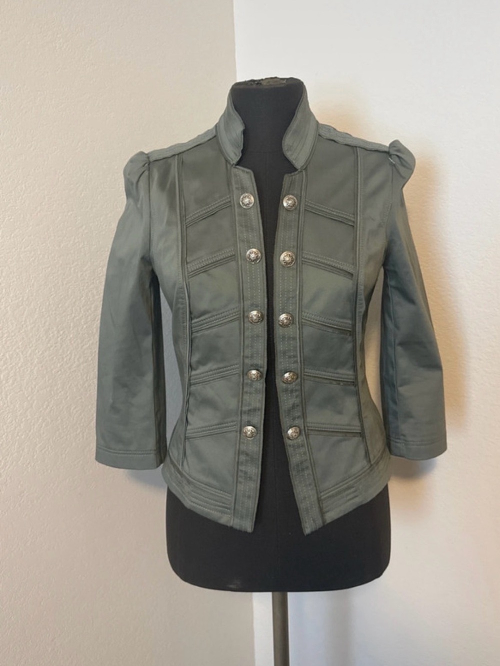 White House Black Market Olive Green Military-Style Blazer